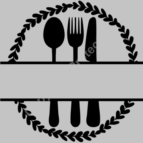 kitchen split monogram frame spoon fork knife green Thumbnail