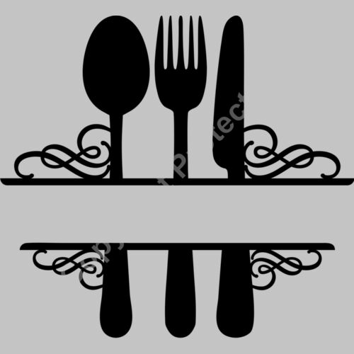 kitchen split monogram frame spoon fork knife Thumbnail