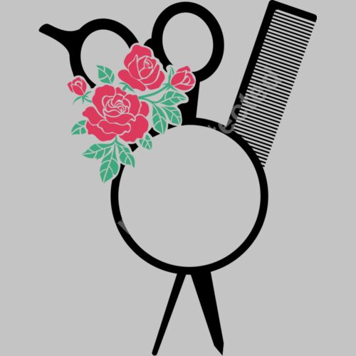 comb scissors circle monogram colored Thumbnail