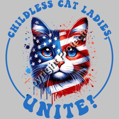 childless cat ladies unite kamala harris 2024 election artwork Thumbnail