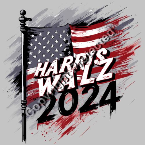 Kamala Harris 2024 campaign graphic with American flag and bold lettering  harris wallz 2024 cam Thumbnail