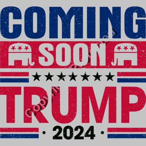 Trump 2024 campaign coming soon announcement with red and blue colors and elephant symbol Thumbnail