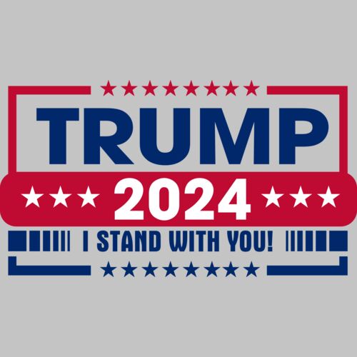 Trump 2024 campaign graphic featuring bold text  stars  and patriotic colors  Thumbnail