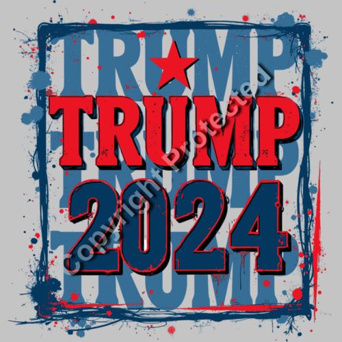 Trump 2024 campaign graphic with bold text and splatter effects Thumbnail