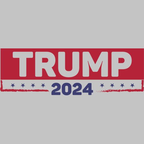 Trump 2024 campaign graphic with bold text and stars in red  white  and blue colors  Thumbnail