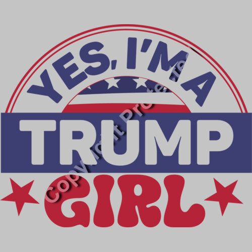 Trump 2024 campaign merchandise with Yes  I m a Trump Girl phrase and patriotic colors  Thumbnail
