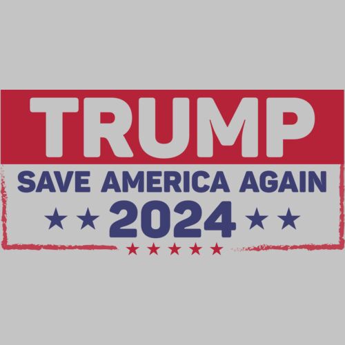 Trump 2024 campaign slogan Save America Again with red  white  and blue colors and stars Thumbnail