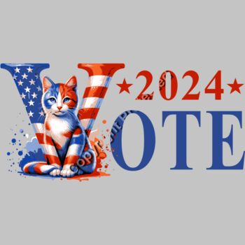 voting cat kamala harris 2024 election patriotic artwork Thumbnail