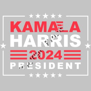 kamala harris 2024 president campaign emblem red white blue stars Thumbnail