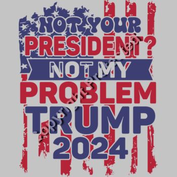 Trump 2024 Not Your President Not My Problem Patriotic Red White Blue Graphic Thumbnail