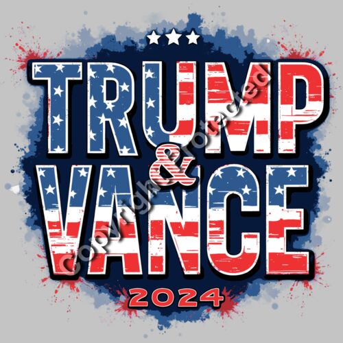 Trump Vance 2024 campaign graphic with stars and patriotic colors Thumbnail
