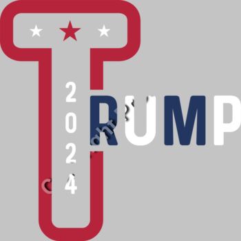 Trump 2024 election campaign graphic with stylized lettering and stars Thumbnail