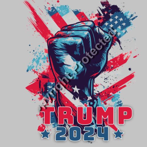 trump 2024 fist american flag red white blue artwork Thumbnail